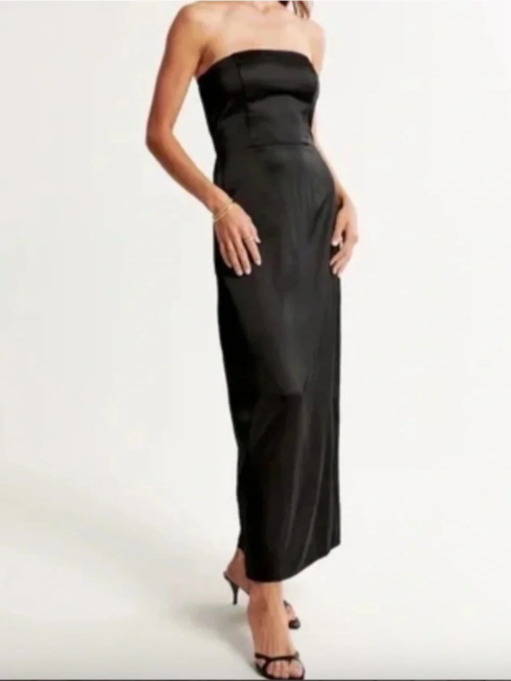 Abercrombie & Fitch, Strapless Satin Sculpt Maxi Dress, size L